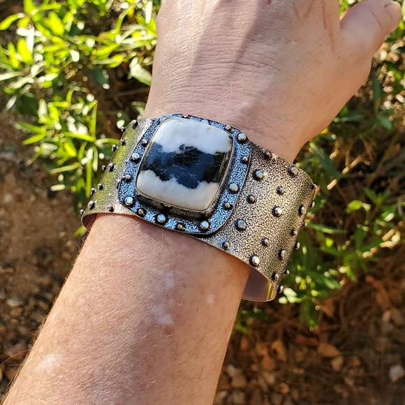 New Zebra Jasper Silver Cuff Bracelet. - Picture 7 of 16